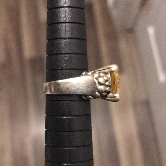 Sterling Thailand yellow glass ring size 5 - Picture 6 of 15